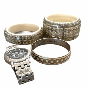 Juicy Couture silver arm party 4 pieces total